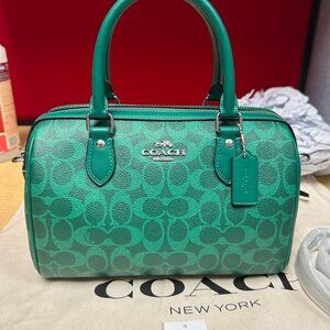 Coach Medium Rowan Satchel Bag In Signature Canvas - Bright Jade